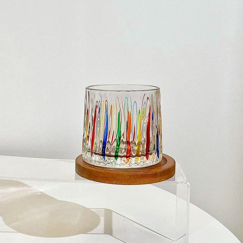 Verres Texturé à Relief avec Finitions Colorées – Idéal pour Cocktails ou Décoration