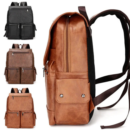 Sac à dos de marque de luxe pour hommes, sac à dos d'école en cuir, sac de voyage étanche pour étudiants, sac à livres décontracté en cuir PU pour hommes