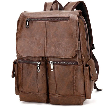 Sac à dos de marque de luxe pour hommes, sac à dos d'école en cuir, sac de voyage étanche pour étudiants, sac à livres décontracté en cuir PU pour hommes