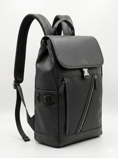 Sac à dos noir élégant en cuir synthétique avec grande capacité et design moderne, parfait pour le travail, les voyages et un usage quotidien confortable. nesto.ma Marco 