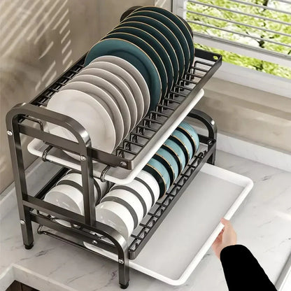 Égouttoir à Vaisselle 2 Niveaux – Inox Durable & Design Élégant | Séchage Hygiénique