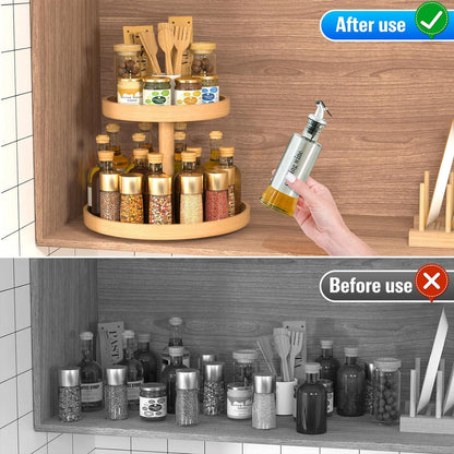 NESTO✨Étagère de Rangement de Cuisine Multifonctionnelle Rotative en Bambou