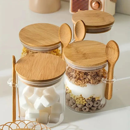 NESTO🍁Bocaux Ronds avec Couvercle et Cuillère