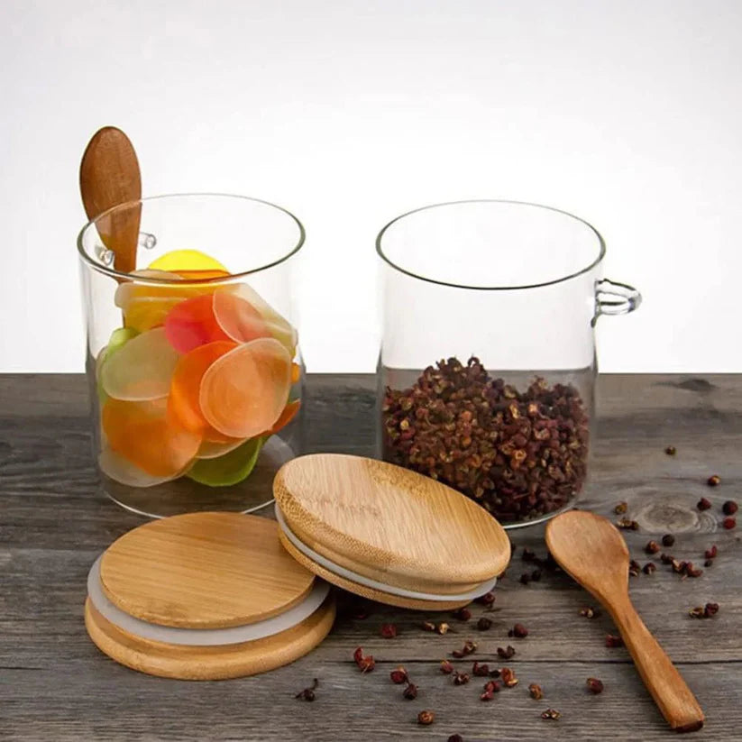 NESTO🍁Bocaux Ronds avec Couvercle et Cuillère