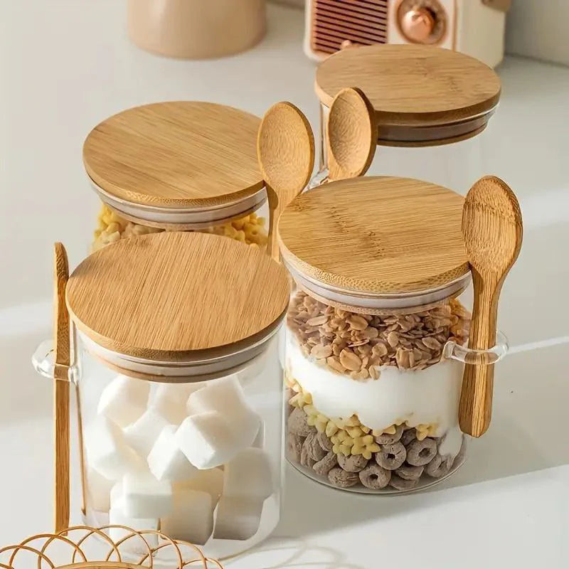 NESTO🍁Bocaux Ronds avec Couvercle et Cuillère