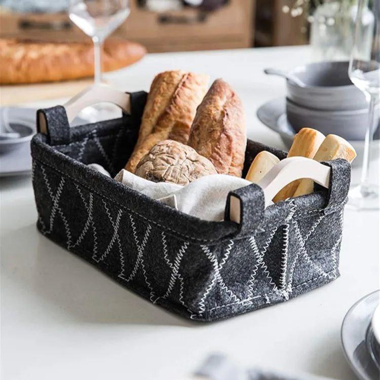 3 Boîte de rangement pour sous-vêtements , en feutre avec poignée en bois