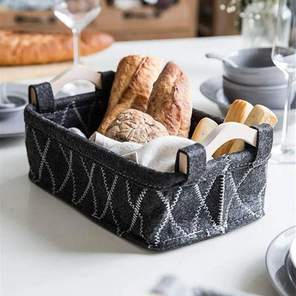 3 Boîte de rangement pour sous-vêtements , en feutre avec poignée en bois