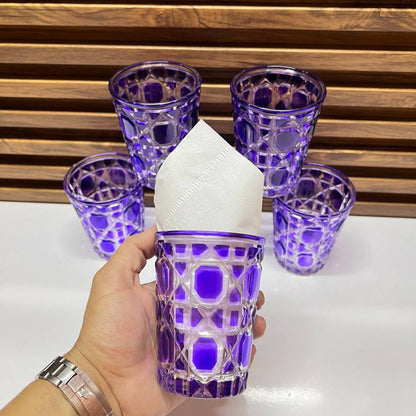 Verre Transparent Style Rétro avec Motifs en Relief – 310 ml