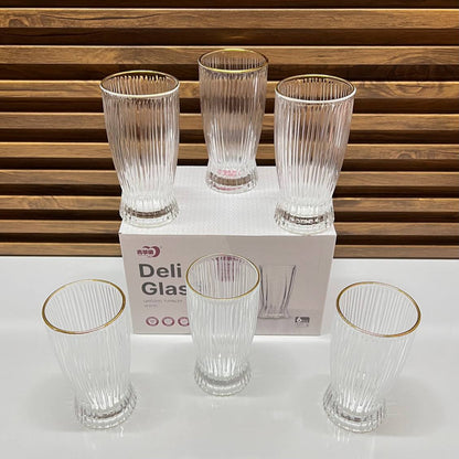 Ensemble 6 Verre transparent  élégance avec doré