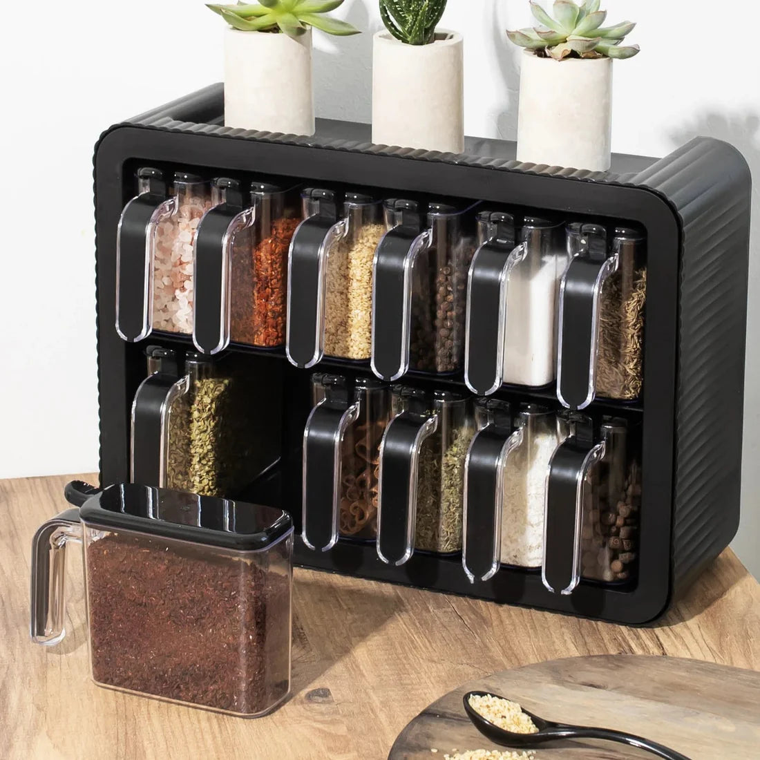 NESTO🍁Pots à Épices Pratiques – Lot de 12 avec Cuillères