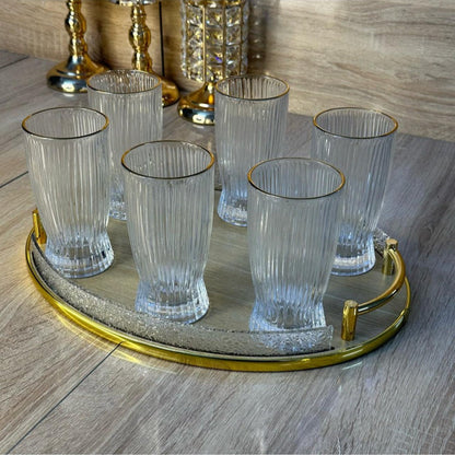 Ensemble 6 Verre transparent  élégance avec doré