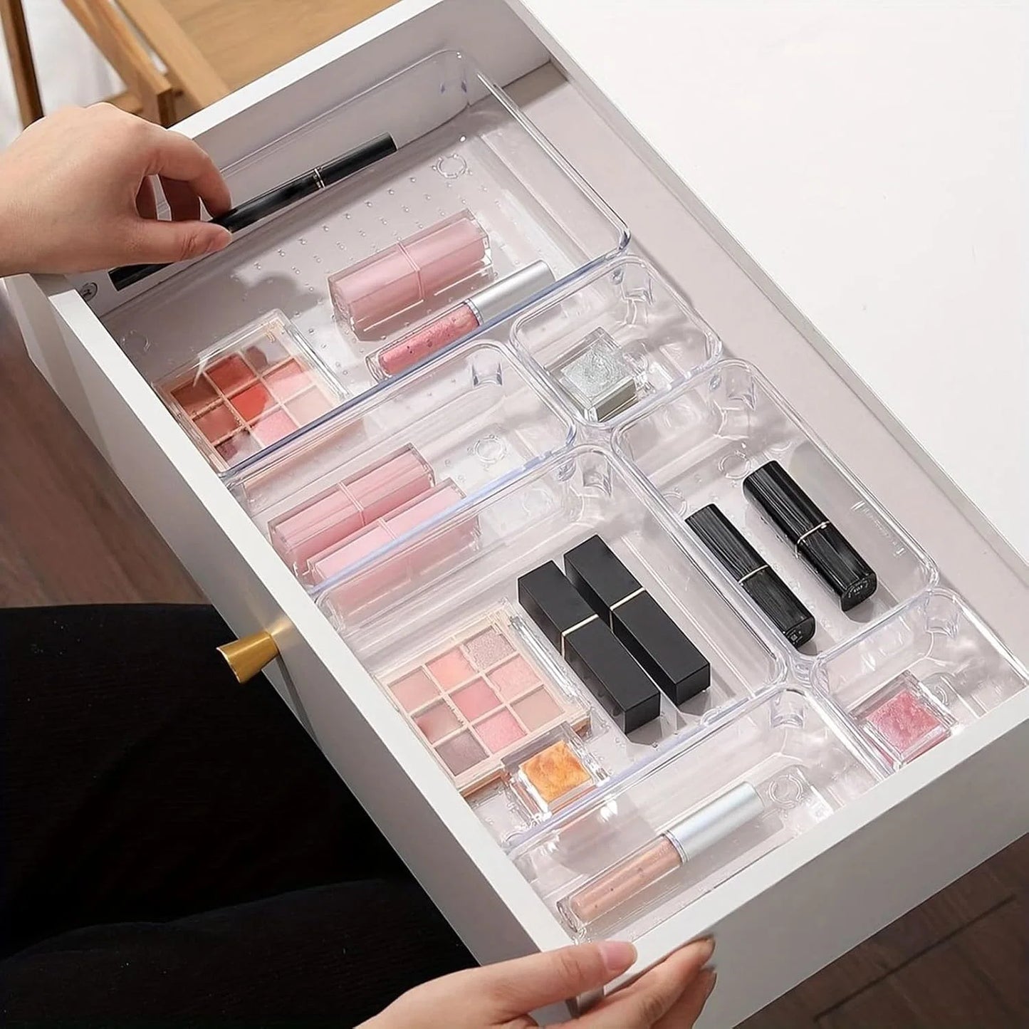 💄 Organisateur de Maquillage 8 Pièces – Boîtes de Rangement Modulables