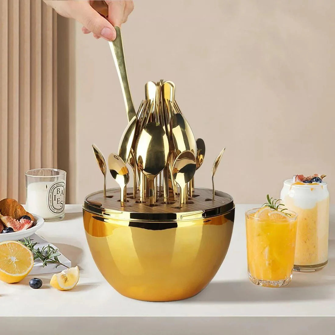 Service de table de luxe marron : une touche d'élégance à chaque repas 24 Pièces NESTO MAROC