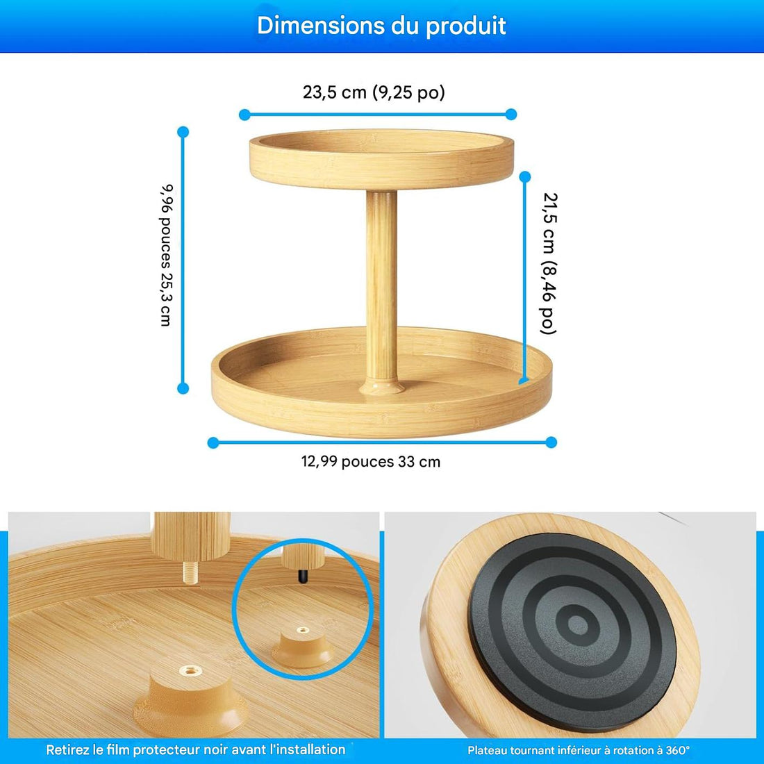 NESTO✨Étagère de Rangement de Cuisine Multifonctionnelle Rotative en Bambou