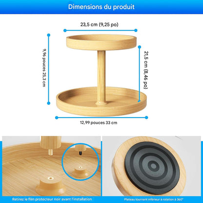 NESTO✨Étagère de Rangement de Cuisine Multifonctionnelle Rotative en Bambou