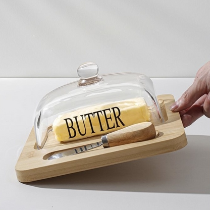 Beurrier en verre avec couvercle